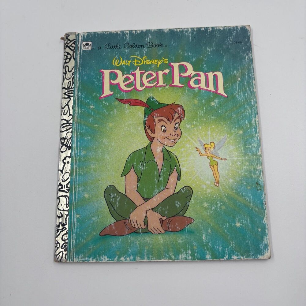 Vintage 1989 Walt Disney's Peter Pan Little Golden Book Silver Spine